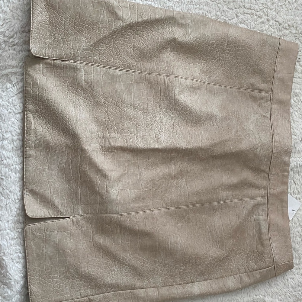 Cream faux leather skirt